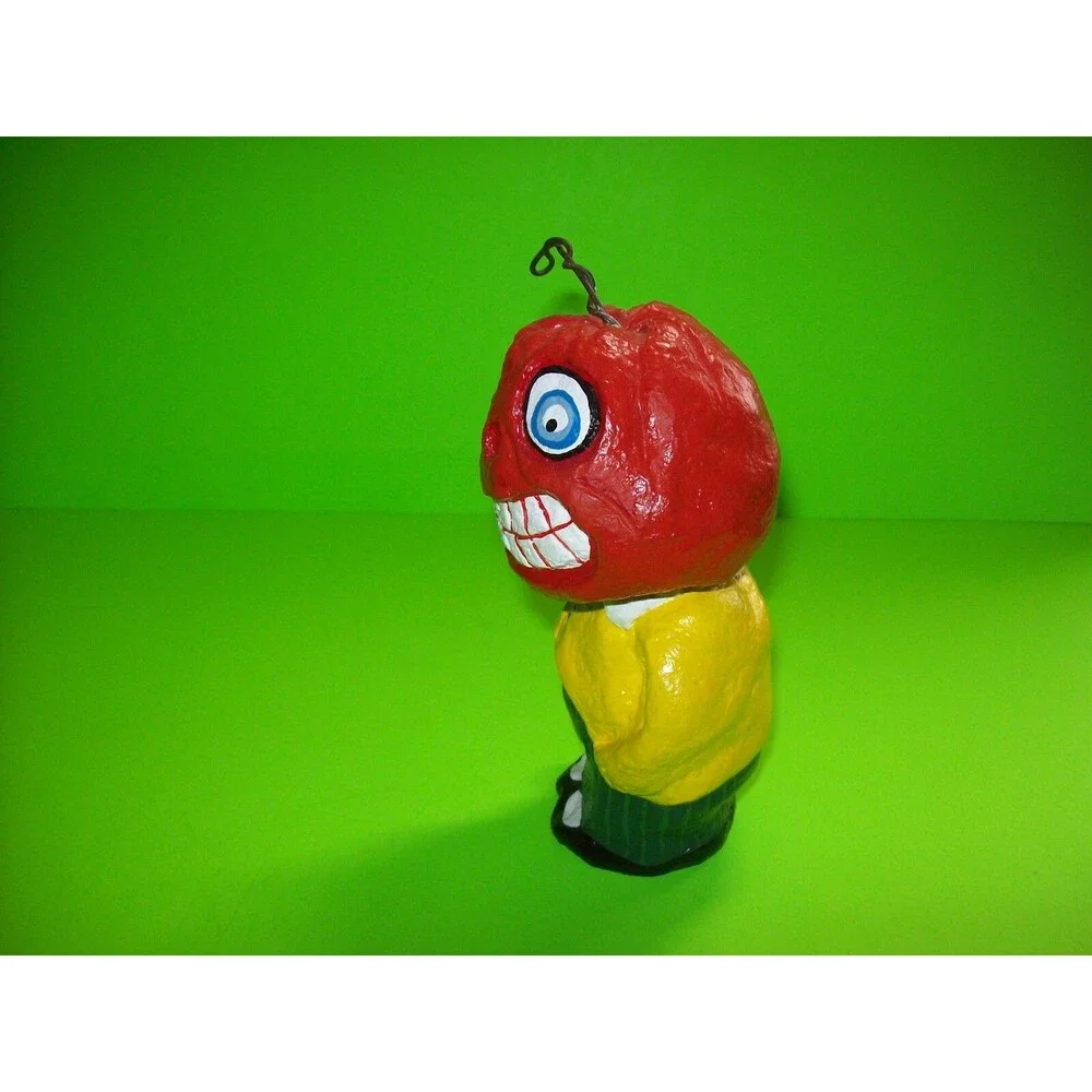 Halloween Bobble Head Nodder Weird Goblin Pumpkin Man Handmade Anthropomorphic